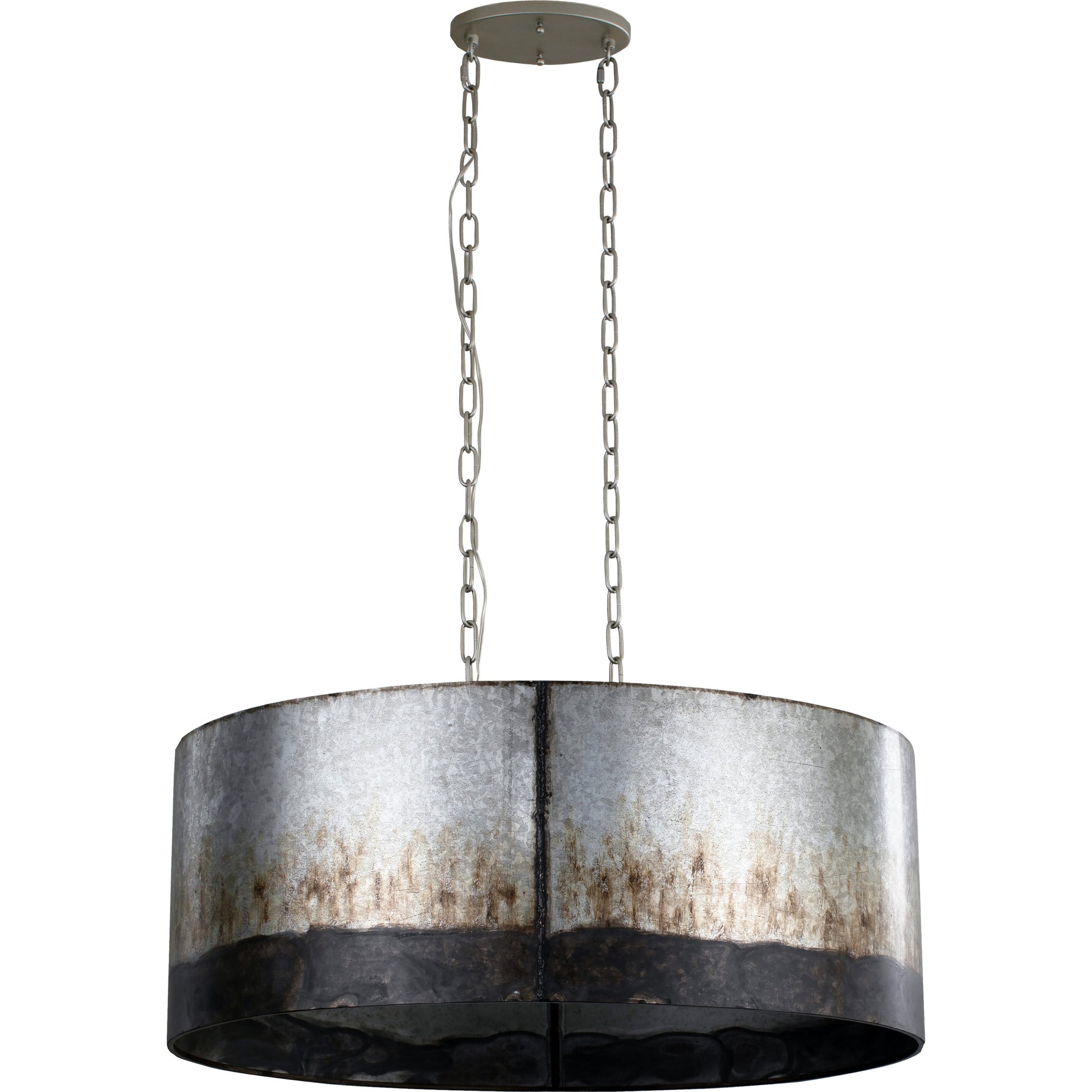 Cannery Oval Linear Pendant by Varaluz in ombre galvanized. Made from ombre galvanized in a modern style.