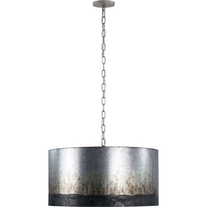 Cannery Drum Pendant by Varaluz in ombre galvanized. Made from ombre galvanized in a modern style.
