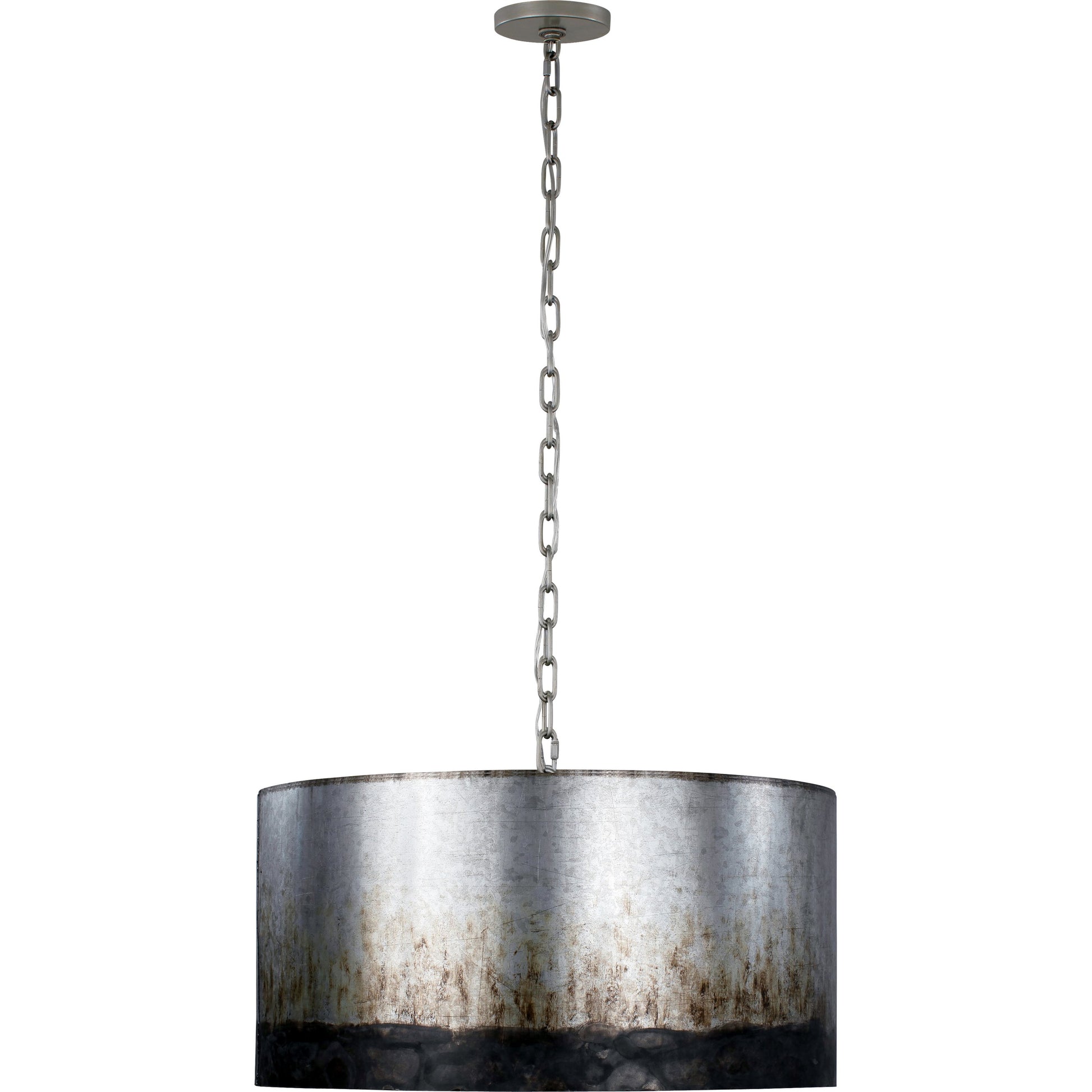 Cannery Drum Pendant by Varaluz in ombre galvanized. Made from ombre galvanized in a modern style.