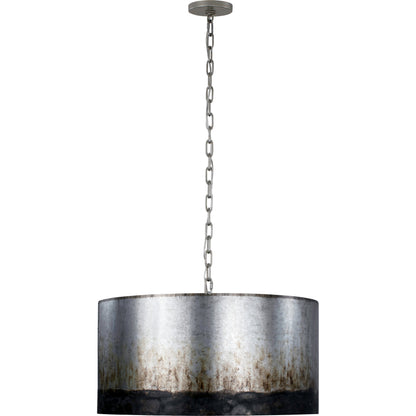 Cannery Drum Pendant by Varaluz in ombre galvanized. Made from ombre galvanized in a modern style.