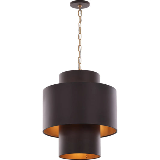 Cannery 4 Light Tall Pendant by Varaluz in bronze, brown. Made from galvanized steel in a unique style.