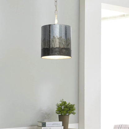Cannery Mini Pendant by Varaluz in ombre galvanized. Made from ombre galvanized in a modern style.