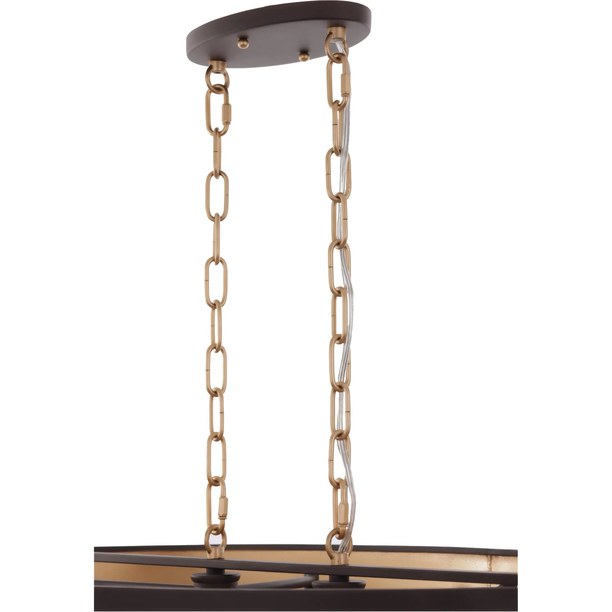 Cannery 6 Light Oval/Linear Pendant by Varaluz in bronze, brown. Made from galvanized steel in a unique style.