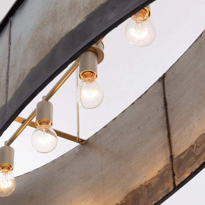 Cannery 5 Light Linear by Varaluz. Made from galvanized steel in a unique style.