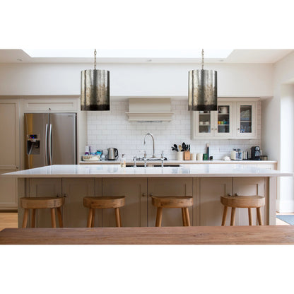 Cannery Pendant by Varaluz in ombre galvanized. Made from ombre galvanized in a modern style.