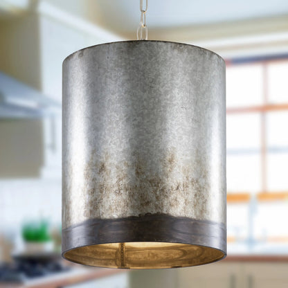 Cannery Pendant by Varaluz in ombre galvanized. Made from ombre galvanized in a modern style.