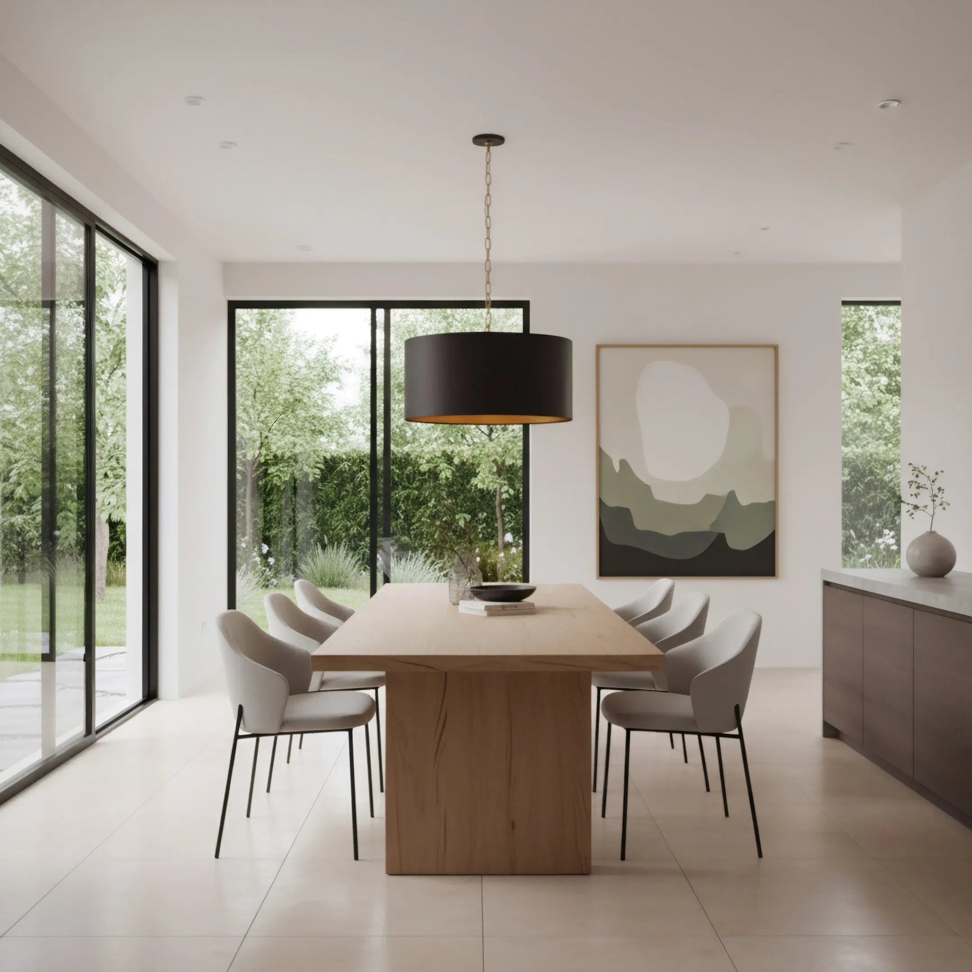 Cannery 4 Light Drum Pendant by Varaluz in bronze, brown. Made from galvanized steel in a unique style.
