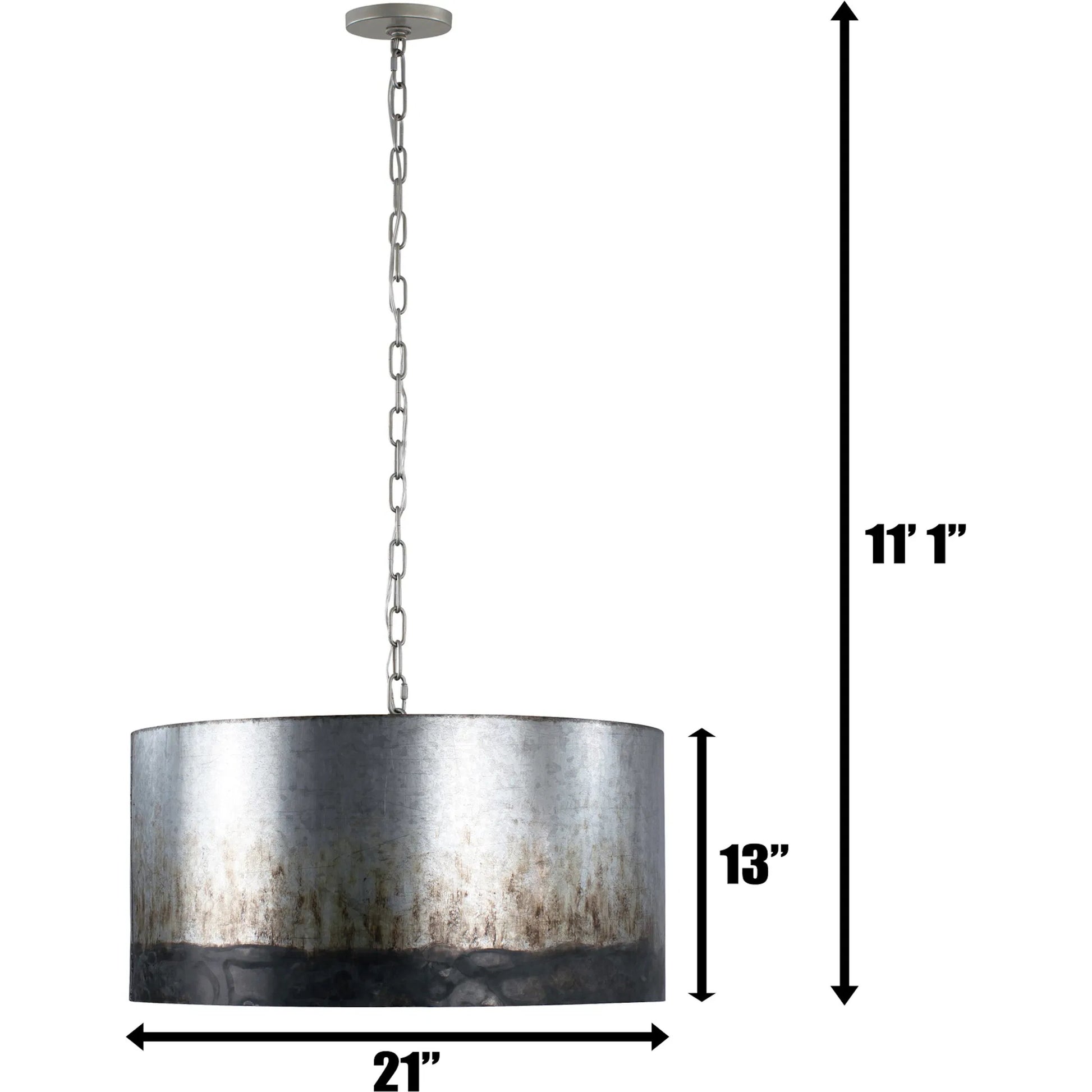 Cannery Drum Pendant by Varaluz in ombre galvanized. Made from ombre galvanized in a modern style.