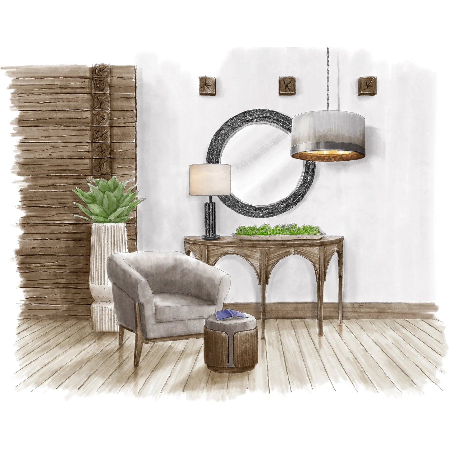 005 SR-817632 | Lifestyle | Cannery Drum Pendant by Varaluz in ombre galvanized. Made from ombre galvanized in a modern style.