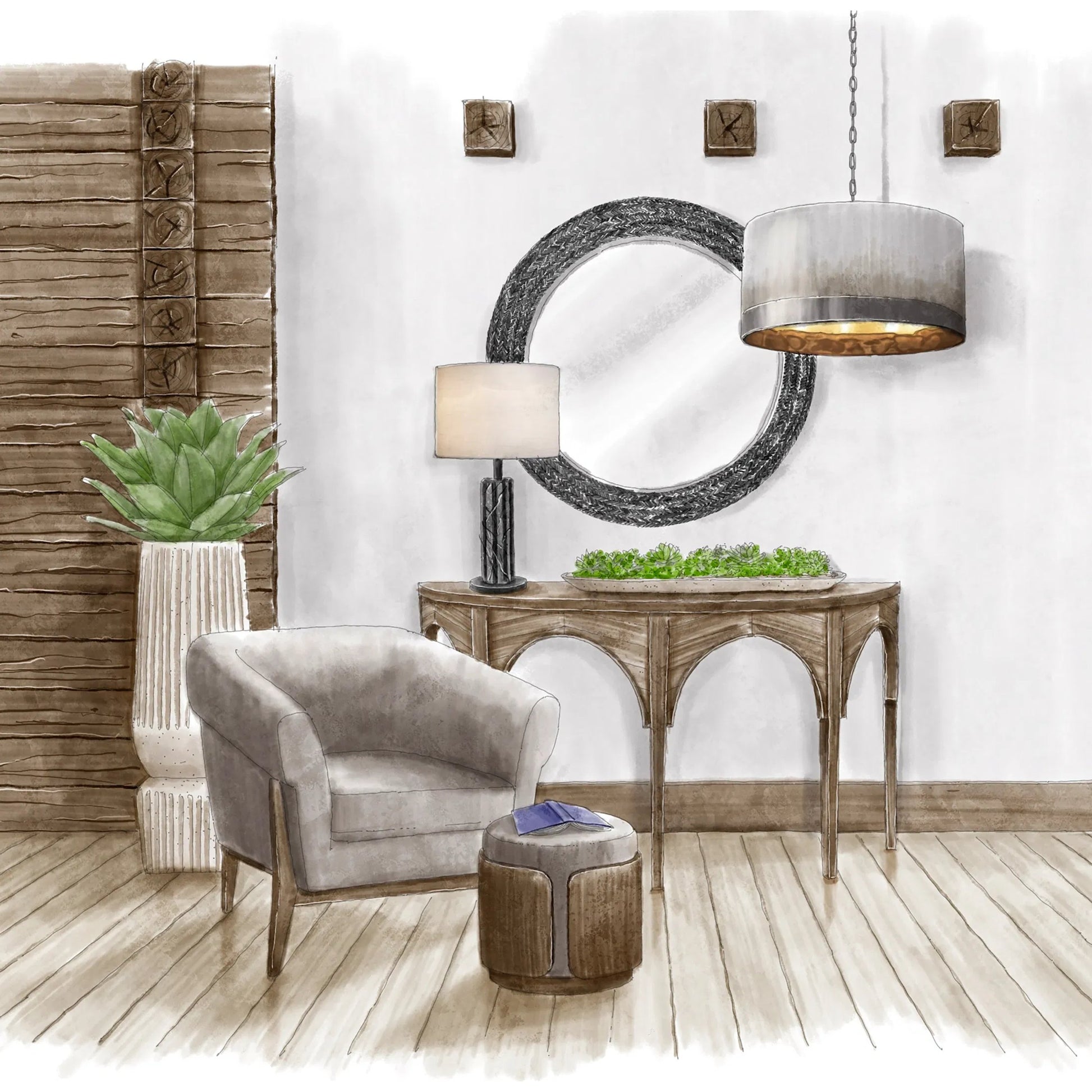 Cannery Drum Pendant by Varaluz in ombre galvanized. Made from ombre galvanized in a modern style.