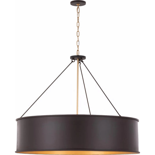 Cannery 6 Light Pendant by Varaluz. Made from galvanized steel in a unique style.