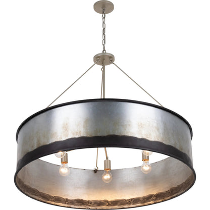Cannery 6 Light Pendant by Varaluz. Made from galvanized steel in a unique style.