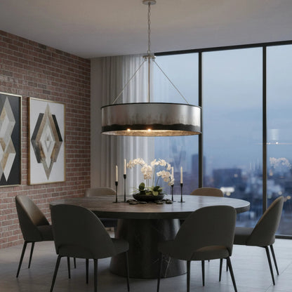 Cannery 6 Light Pendant by Varaluz. Made from galvanized steel in a unique style.