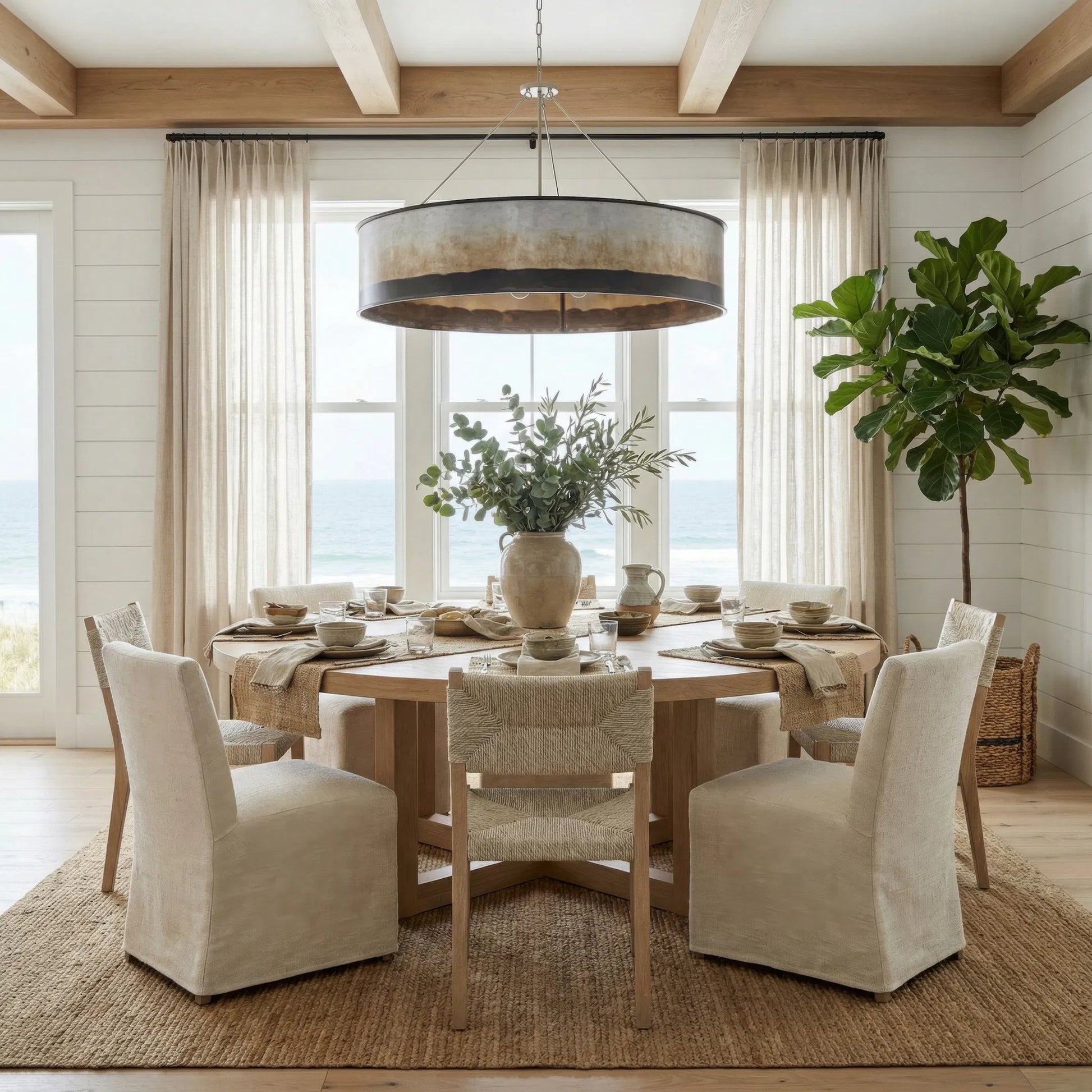 Cannery 6 Light Pendant by Varaluz. Made from galvanized steel in a unique style.