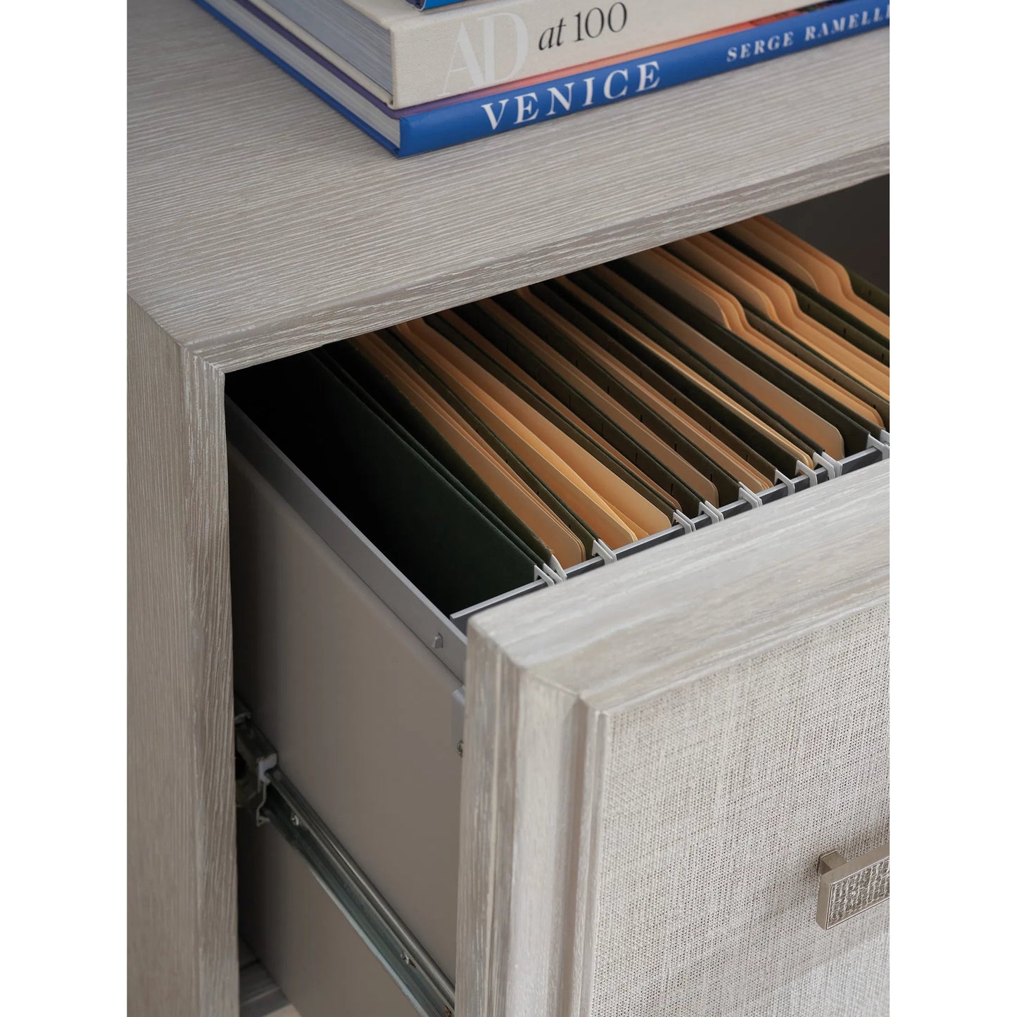 004 SI-2242493 | Closeup | Wheaton File Chest by Sligh in gray. Made from unique in a transitional style.