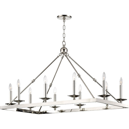 Allendale 10 Light Chandelier by Hudson Valley. Made from steel in a transitional style.