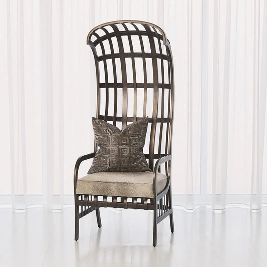 Cascade Chair by Global Views in grey. Made from leather in a unique style.