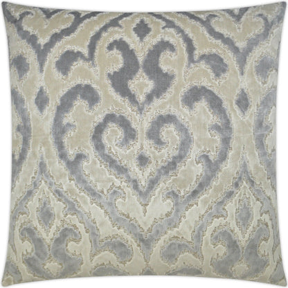 Sirocco Pillow by DV Kap Home in grey. Made from 50% viscose, 35% polyester, 15% cotton in a traditional style.