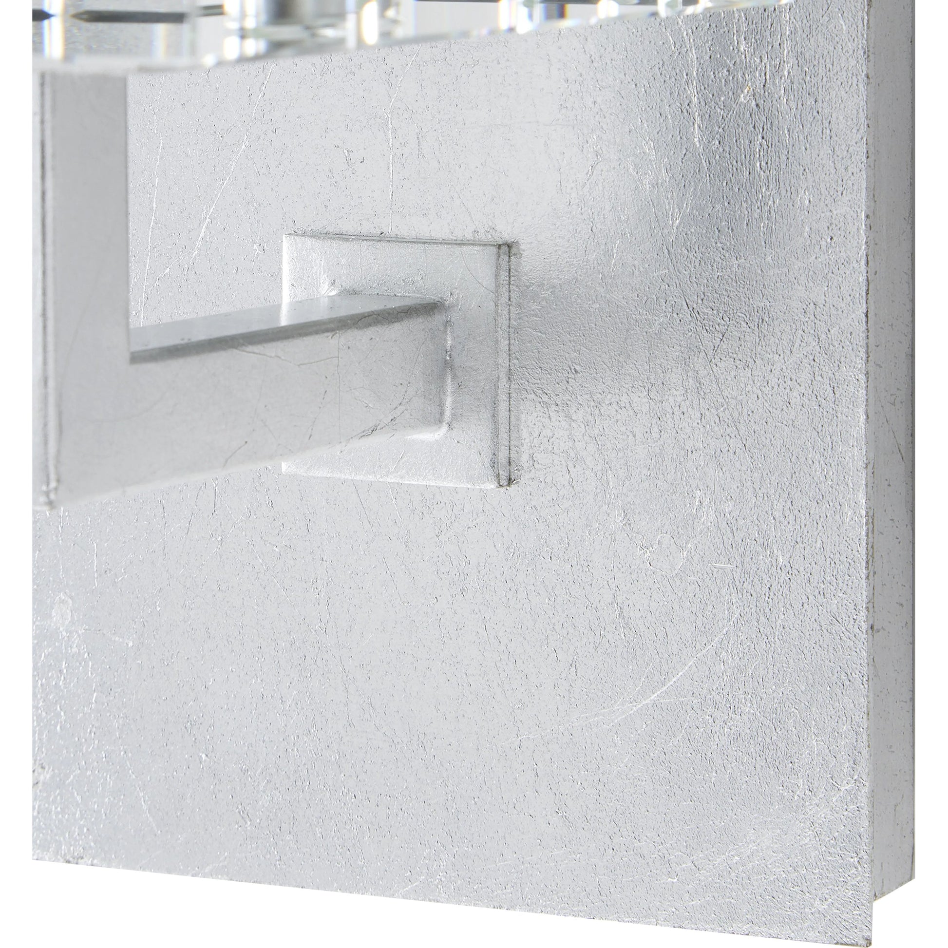 Valerio Wall Sconce by Currey and Company in silver leaf. Made from metal, optic crystal in a transitional style.