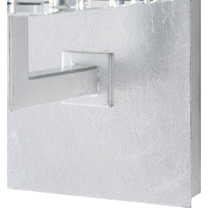 Valerio Wall Sconce by Currey and Company in silver leaf. Made from metal, optic crystal in a transitional style.