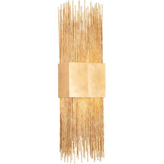 Sabine Wall Sconce by Corbett in vintage gold leaf. Made from steel in a transitional style.