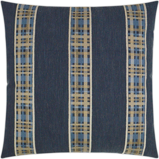Rivulet Pillow by DV Kap Home in denim. Made from 71% polyester, 22% rayon, 7% linen in a unique style.