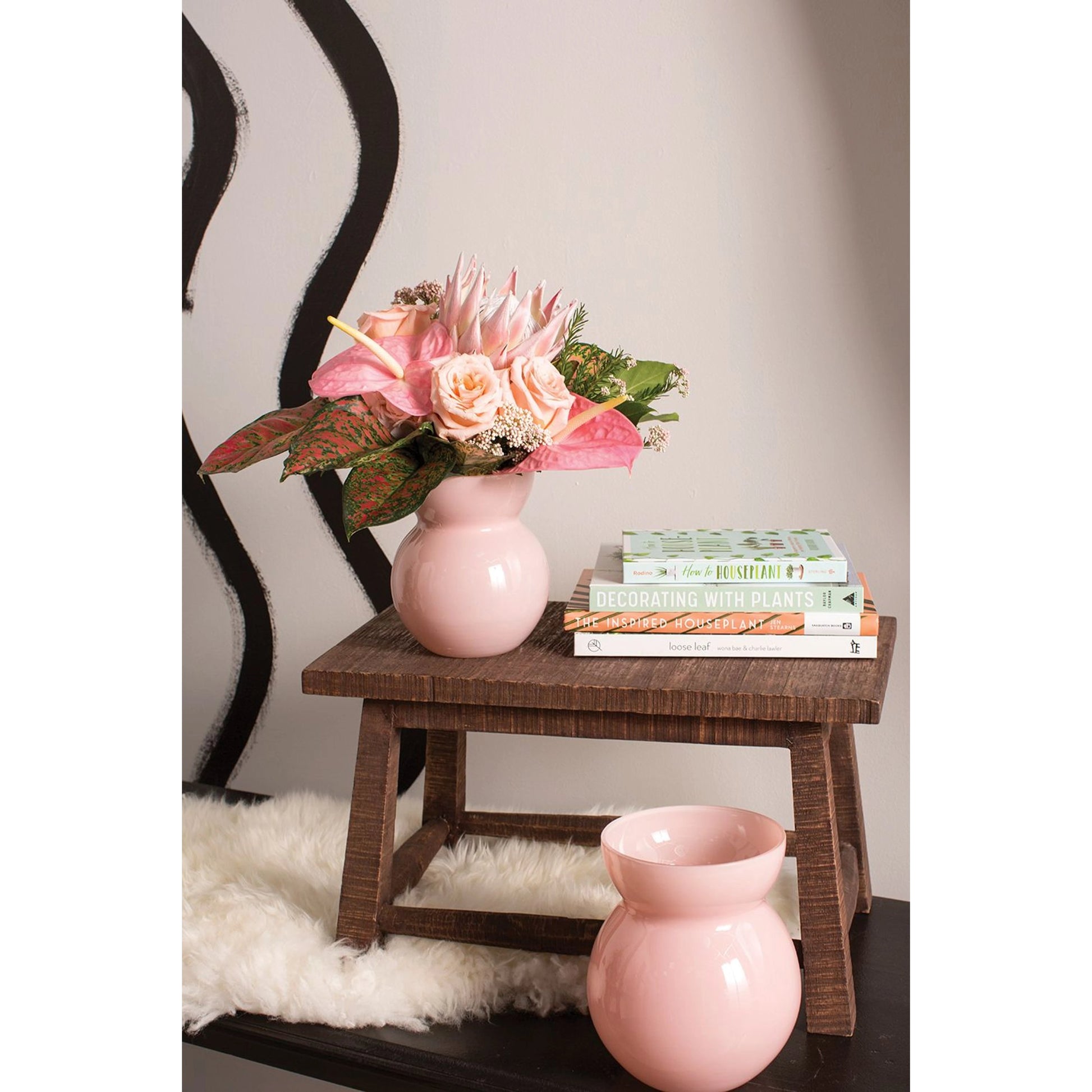 Glenna Vase by Accent Decor in light-pink. Made from glass in a modern style.