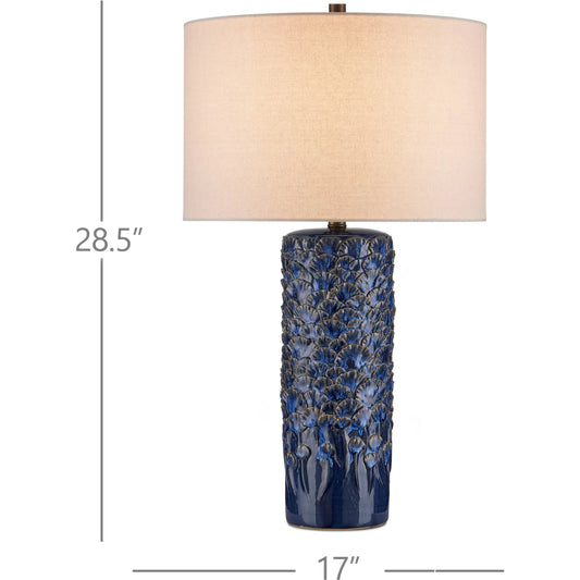 Fairmont Table Lamp by Currey and Company in dark blue reactive. Made from ceramic in a unique style.