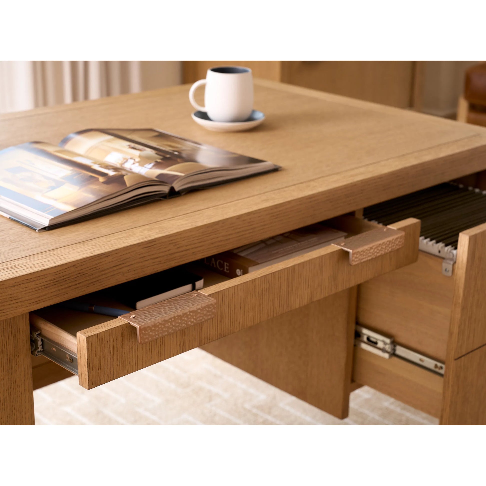 Morella Writing Desk by Sligh in tan. Made from white oak in a unique style.