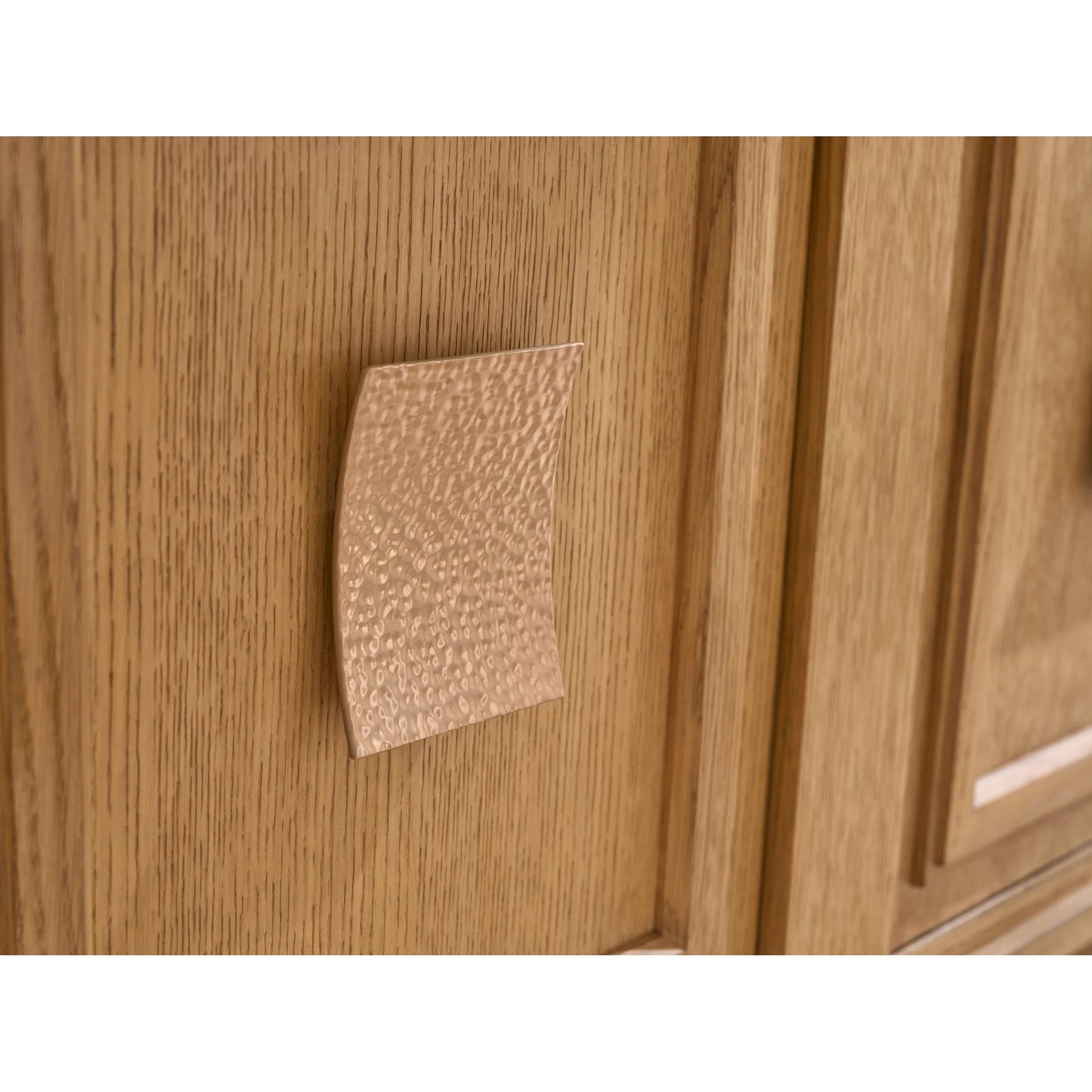 004 SI-2540596 | Closeup | Morella Media Console by Sligh in tan. Made from white oak, metal in a unique style.