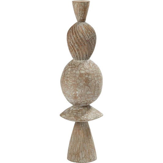 Chapon Pillar by Global Views. Made from mango, grey textured in a eclectic & global style.