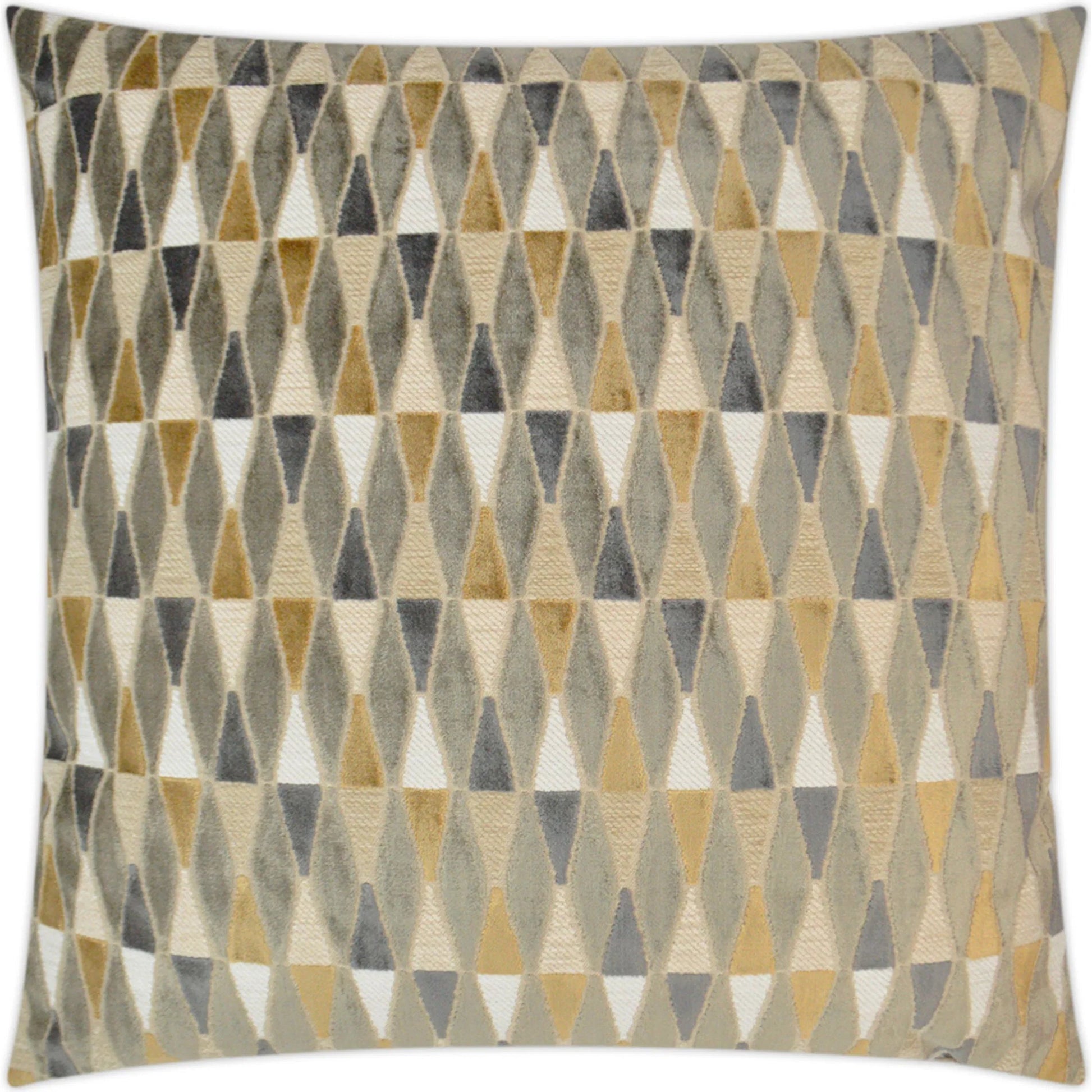 Abrash Pillow by DV Kap Home in mustard. Made from 55% polyester, 31% viscose, 14% cotton in a eclectic & global style.