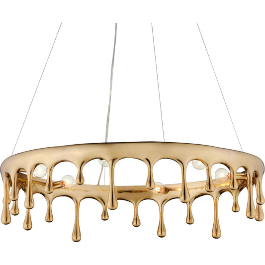 Liquid Gold Chandelier by Currey and Company in polished brass. Made from brass in a unique style.