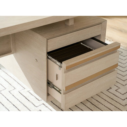 Farallon Executive Desk by Sligh in white oak. Made from white oak in a unique style.