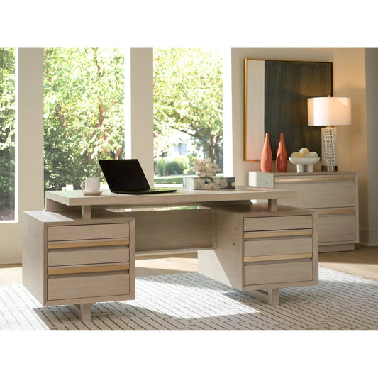 Farallon Executive Desk by Sligh in white oak. Made from white oak in a unique style.