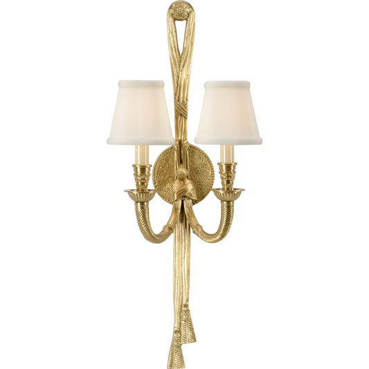 Tassel Twist Double Sconce by Wildwood in gold. Made from brass in a traditional style.