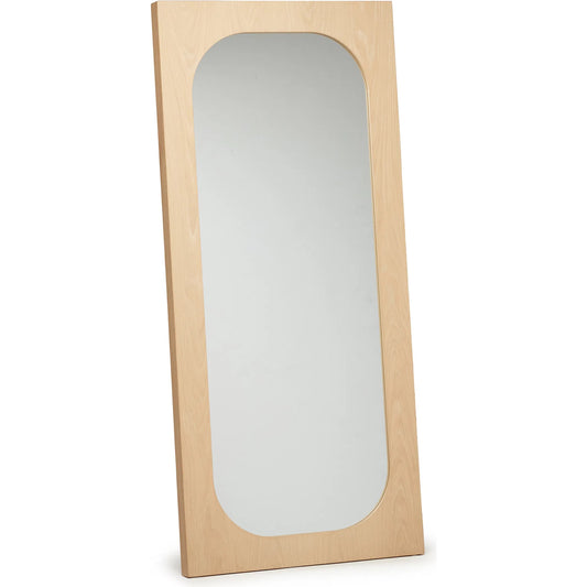 Mila Mirror Grand by Interlude Home in light brown and saddle, mirror. Made from oak, mirror in a unique style.