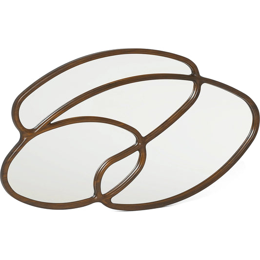 Dominique Mirror by Interlude Home in classic walnut. Made from teak, mirror in a modern style.