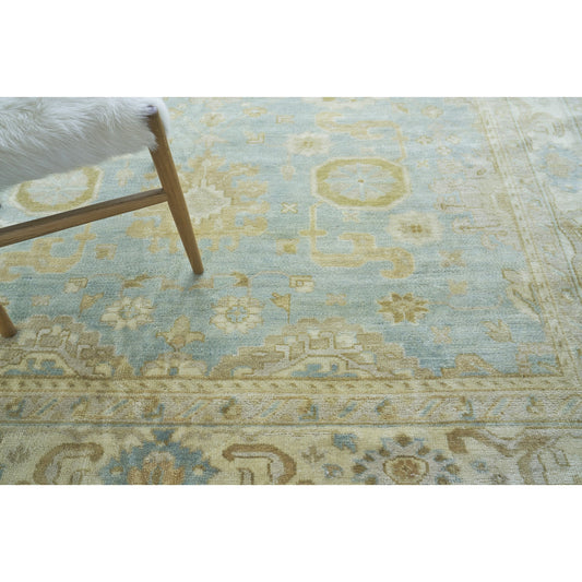 Antique Weave Oushak 3280 Rug by Exquisite Rugs in light blue, ivory. Made from new zealand wool in a unique style.