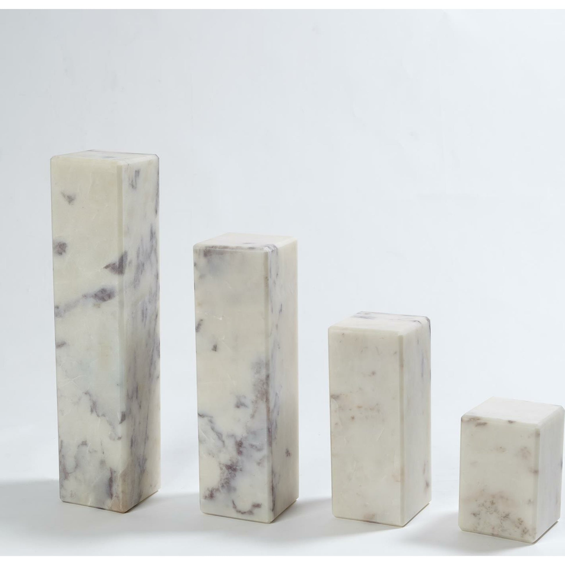 4" Marble Mini Pedestals by Global Views. Made from white banswara marble in a transitional style.