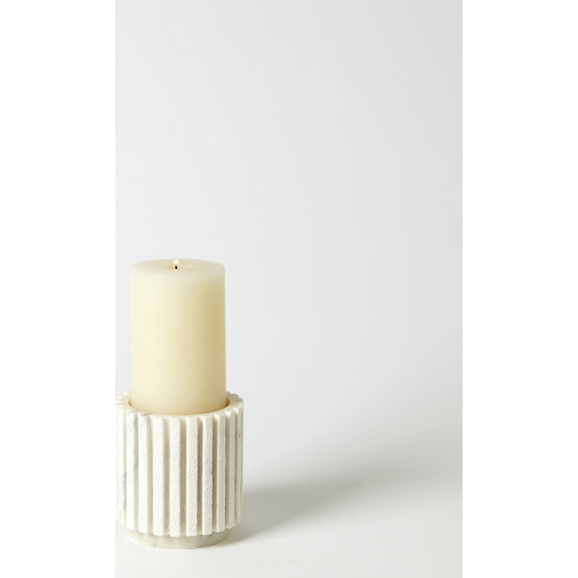 Channel Pillar Holder by Global Views in white marble. Made from banswara marble in a eclectic & global style.