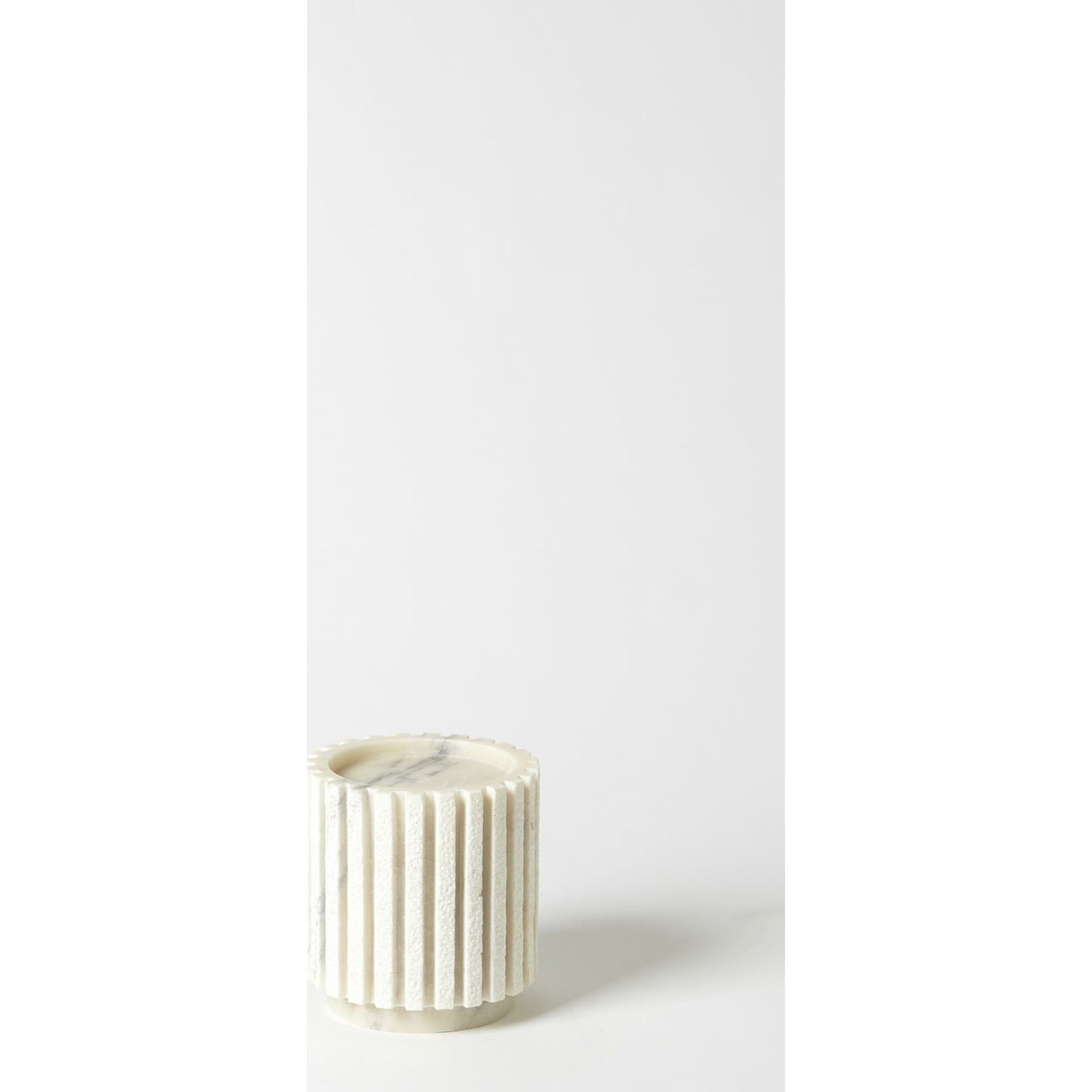 Channel Pillar Holder by Global Views in white marble. Made from banswara marble in a eclectic & global style.