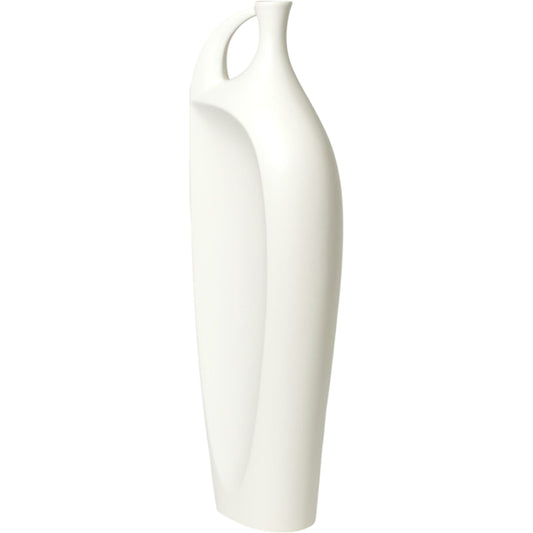 Indentation Vase by Global Views in matte white. Made from ceramic in a modern style.