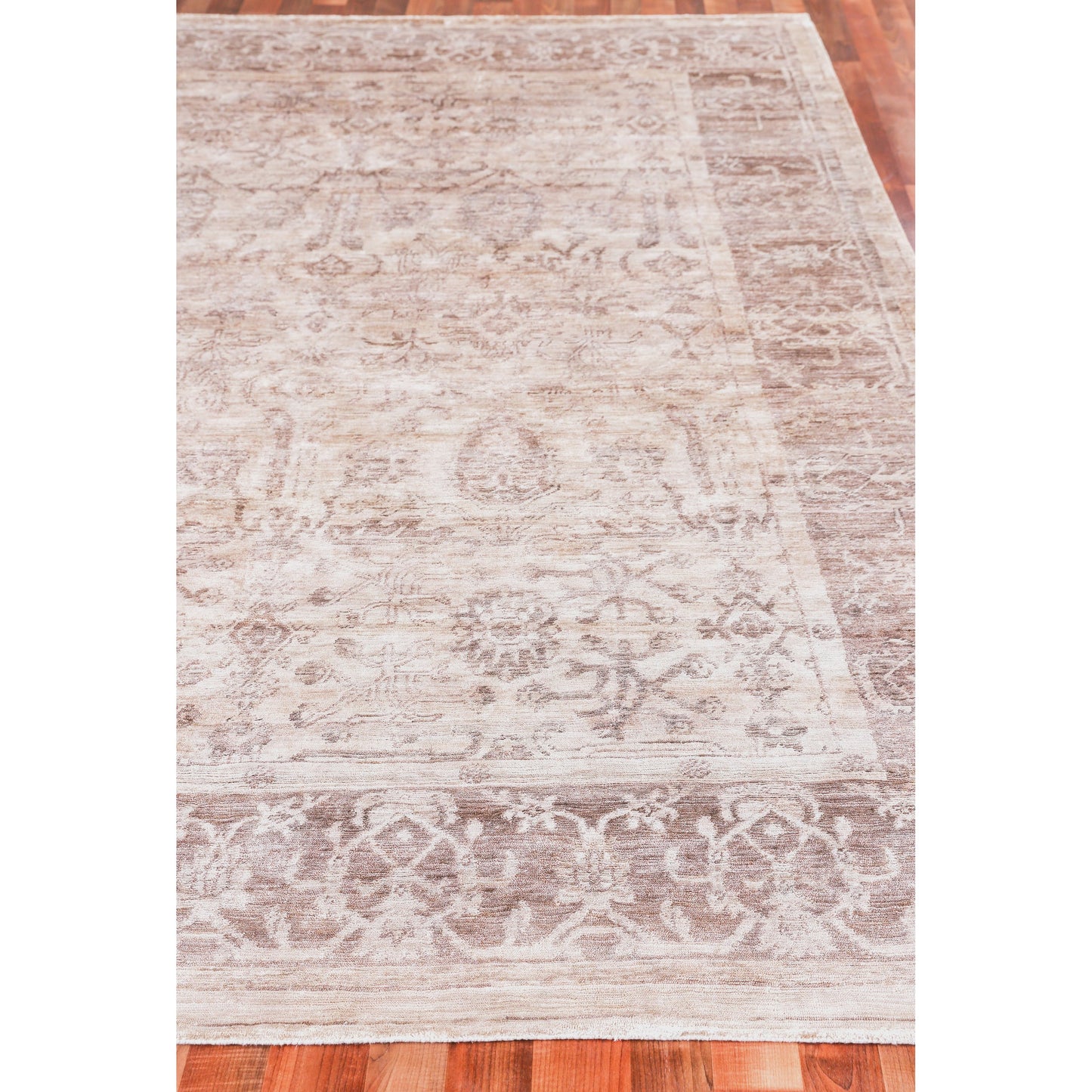 033 SI-1827181,SI-1827184 | Lifestyle | Antique'd Silk Rug by Exquisite Rugs. Made from bamboo silk in a unique style.