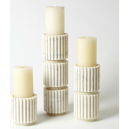 Channel Pillar Holder by Global Views in white marble. Made from banswara marble in a eclectic & global style.