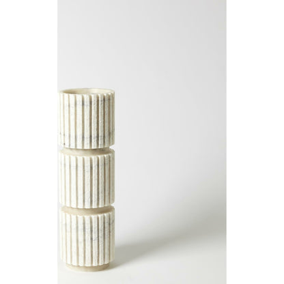 Channel Pillar Holder by Global Views in white marble. Made from banswara marble in a eclectic & global style.