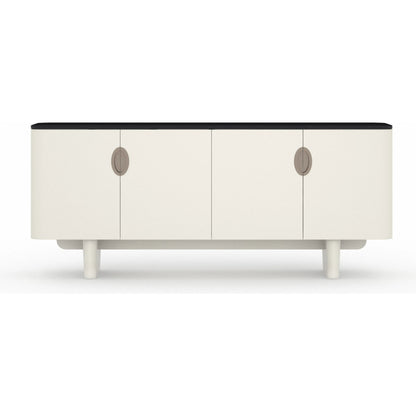 Paragon Sideboard by Caracole in blanc gloss, champagne gold. Made from unique in a modern style.