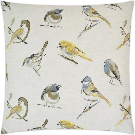 Sparrow Pillow by DV Kap Home in ivory. Made from 78% polyester, 18% rayon, 4% linen in a unique style.