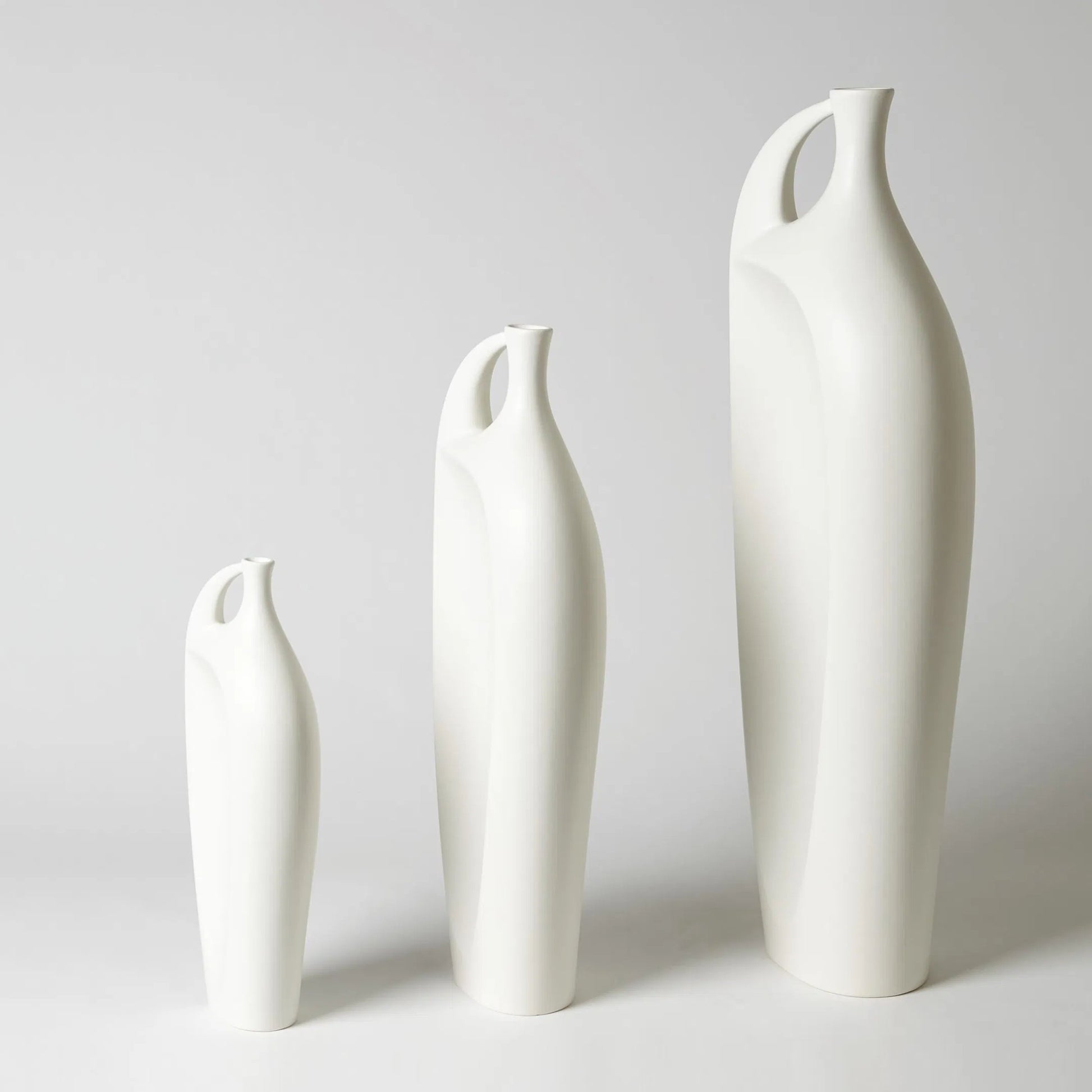 Indentation Vase by Global Views in matte white. Made from ceramic in a modern style.