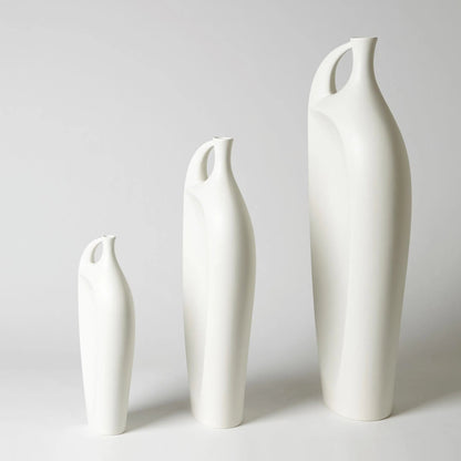 Indentation Vase by Global Views in matte white. Made from ceramic in a modern style.